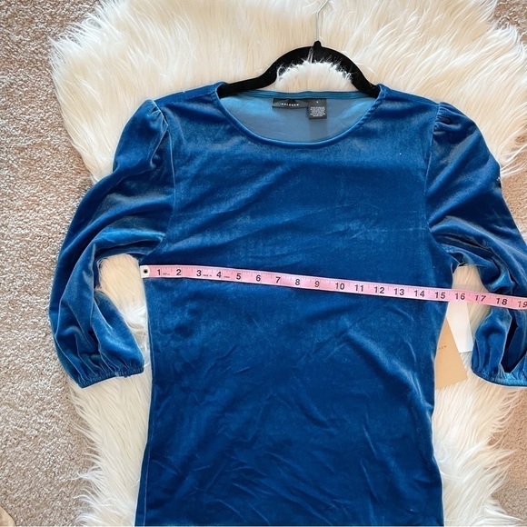 New Halogen Bright Blue Velour Half Sleeve Blouse - Picture 7 of 9
